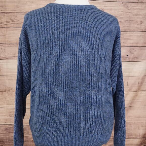 Peconic Bay Traders Sweater Mens Large Blue Knit Pullover Made USA Casual Warm - Picture 3 of 8